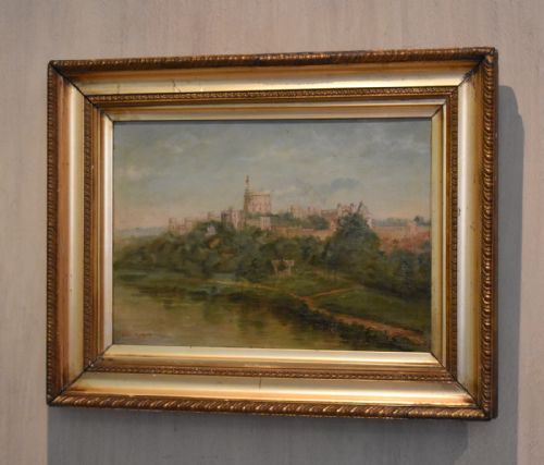 oil painting of windsor castle by william matthews - CATEGORY: ANTIQUE ART - DATED 1910