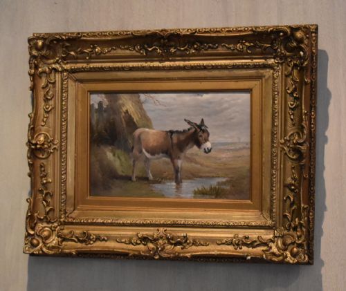 oil painting of a donkey by edean - CATEGORY: ANTIQUE ART - DATED VICTORIAN