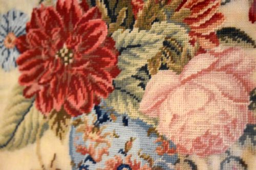 VICTORIAN NEEDLEWORK OF A VASE OF FLOWERS - ADDITIONAL PHOTO 6