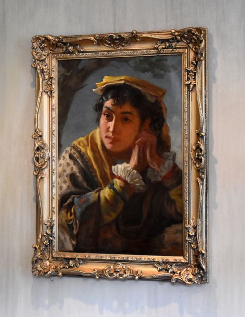'a roman lady' oil painting by ethompson - CATEGORY: ANTIQUE ART - DATED 1880