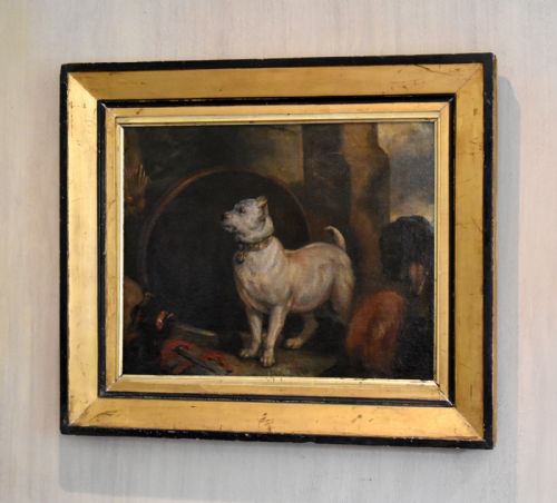rare early bulldog oil painting - CATEGORY: ANTIQUE ART - DATED REGENCY