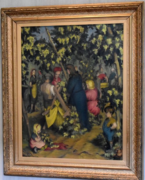 CHARMING OIL PAINTING 'THE HOP PICKERS' - ADDITIONAL PHOTO 1