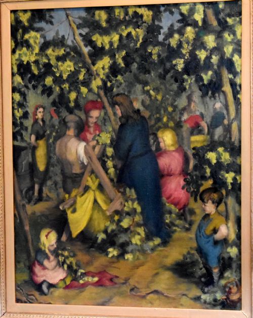 CHARMING OIL PAINTING 'THE HOP PICKERS' - ADDITIONAL PHOTO 2