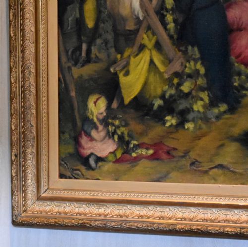CHARMING OIL PAINTING 'THE HOP PICKERS' - ADDITIONAL PHOTO 3