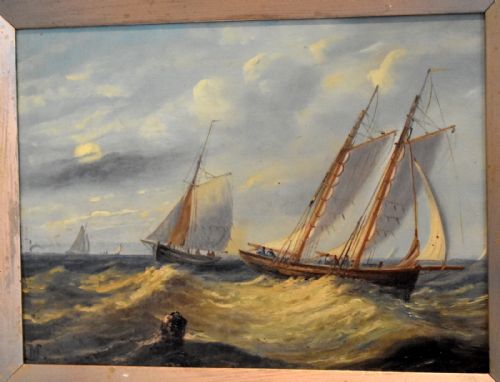 PAIR OF MARINE OIL PAINTINGS - ADDITIONAL PHOTO 4