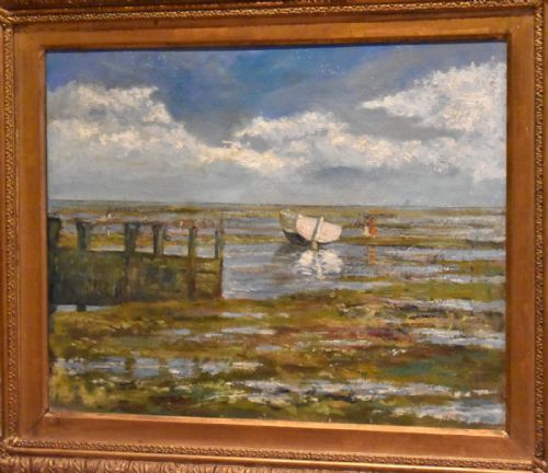 ENGLISH IMPRESSIONIST OIL PAINTING OF LOW TIDE - ADDITIONAL PHOTO 2