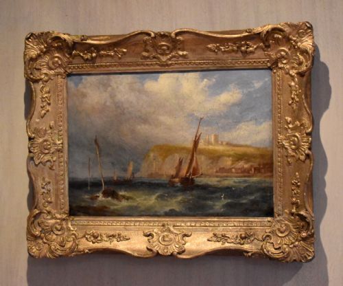 coastal scene oil painting by joseph w yarnold - CATEGORY: ANTIQUE ART - DATED 1850
