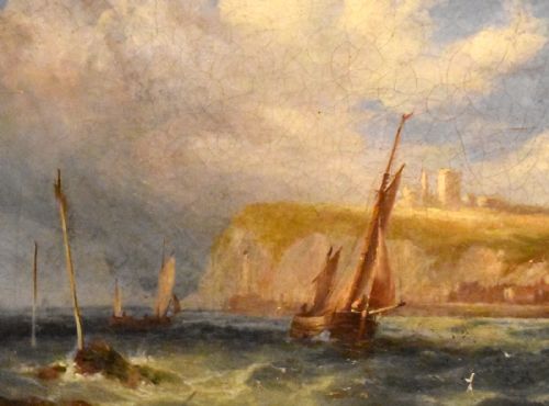 COASTAL SCENE OIL PAINTING BY JOSEPH W YARNOLD - ADDITIONAL PHOTO 3