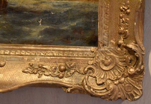 COASTAL SCENE OIL PAINTING BY JOSEPH W YARNOLD - ADDITIONAL PHOTO 5