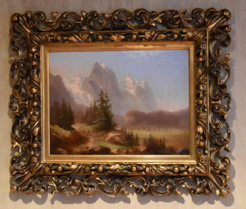 ALPINE SCENE OIL PAINTING BY HUBERT SATTLER - ADDITIONAL PHOTO 1