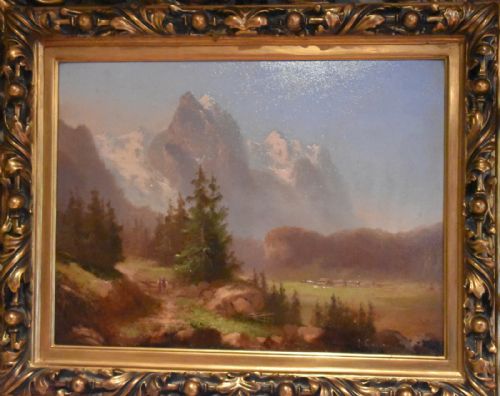 ALPINE SCENE OIL PAINTING BY HUBERT SATTLER - ADDITIONAL PHOTO 2