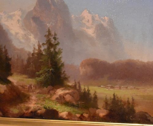 ALPINE SCENE OIL PAINTING BY HUBERT SATTLER - ADDITIONAL PHOTO 4