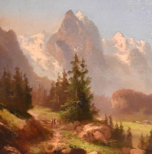 ALPINE SCENE OIL PAINTING BY HUBERT SATTLER - ADDITIONAL PHOTO 5