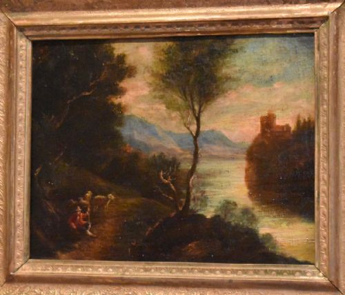 SMALL GEORGIAN LANDSCAPE OIL PAINTING - ADDITIONAL PHOTO 2