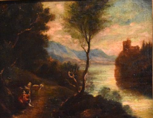 SMALL GEORGIAN LANDSCAPE OIL PAINTING - ADDITIONAL PHOTO 3