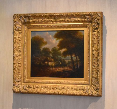 fine cottage scene oil painting - CATEGORY: ANTIQUE ART - DATED 1850