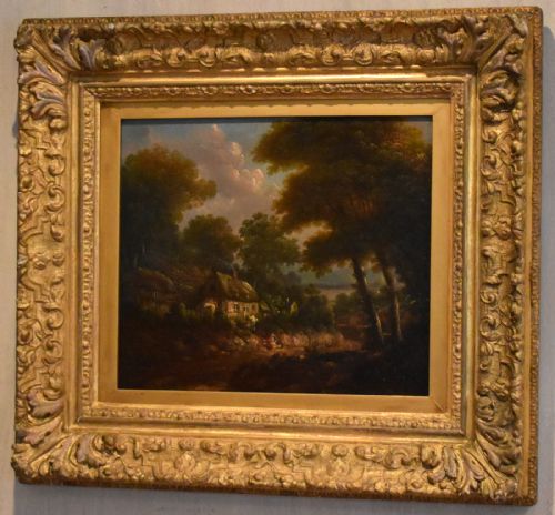 FINE COTTAGE SCENE OIL PAINTING - ADDITIONAL PHOTO 1