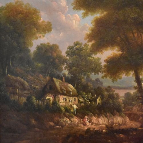FINE COTTAGE SCENE OIL PAINTING - ADDITIONAL PHOTO 6