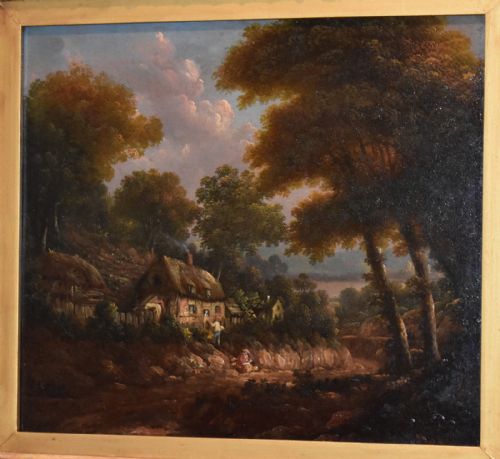 FINE COTTAGE SCENE OIL PAINTING - ADDITIONAL PHOTO 7