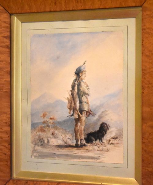 EARLY VICTORIAN WATERCOLOUR OF A SCOTTISH GILLIE - ADDITIONAL PHOTO 2