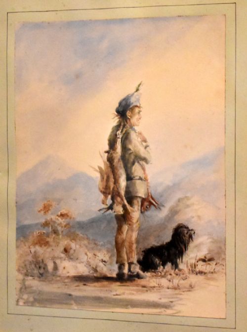 EARLY VICTORIAN WATERCOLOUR OF A SCOTTISH GILLIE - ADDITIONAL PHOTO 3