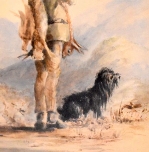 EARLY VICTORIAN WATERCOLOUR OF A SCOTTISH GILLIE - ADDITIONAL PHOTO 5