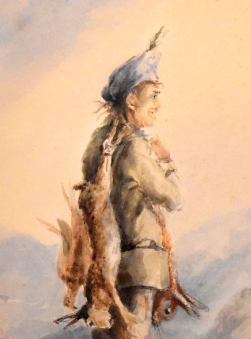 EARLY VICTORIAN WATERCOLOUR OF A SCOTTISH GILLIE - ADDITIONAL PHOTO 6