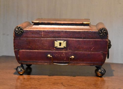 FINE REGENCY LEATHER WORK BOX - ADDITIONAL PHOTO 1