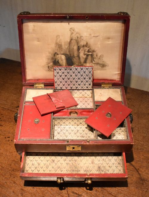 FINE REGENCY LEATHER WORK BOX - ADDITIONAL PHOTO 13