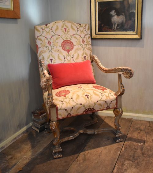 SUPERB PAINTED AND GILDED ARMCHAIR - ADDITIONAL PHOTO 1