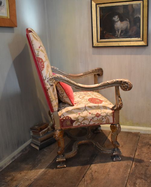 SUPERB PAINTED AND GILDED ARMCHAIR - ADDITIONAL PHOTO 2