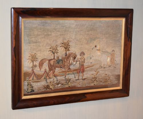large victorian needlework of arabian horses - CATEGORY: ANTIQUE MISCELLANEOUS - DATED 1860