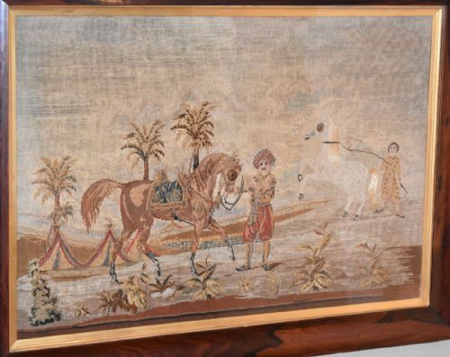 LARGE VICTORIAN NEEDLEWORK OF ARABIAN HORSES - ADDITIONAL PHOTO 2