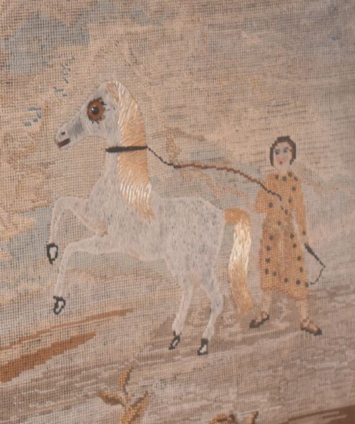 LARGE VICTORIAN NEEDLEWORK OF ARABIAN HORSES - ADDITIONAL PHOTO 4