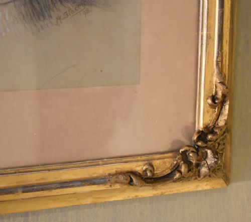 SUPERB VICTORIAN 'GRUMPY CAT' PASTEL DRAWING - ADDITIONAL PHOTO 4