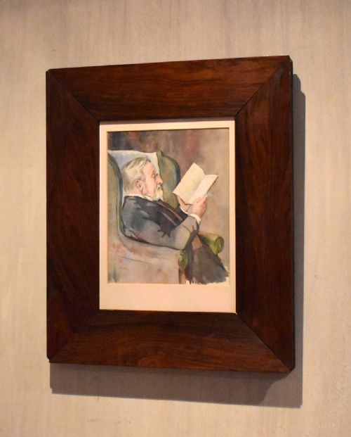 'gentleman reading' edwardian watercolour - CATEGORY: ANTIQUE ART - DATED EDWARDIAN
