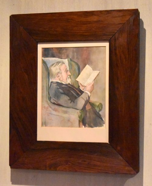 'GENTLEMAN READING' EDWARDIAN WATERCOLOUR - ADDITIONAL PHOTO 1