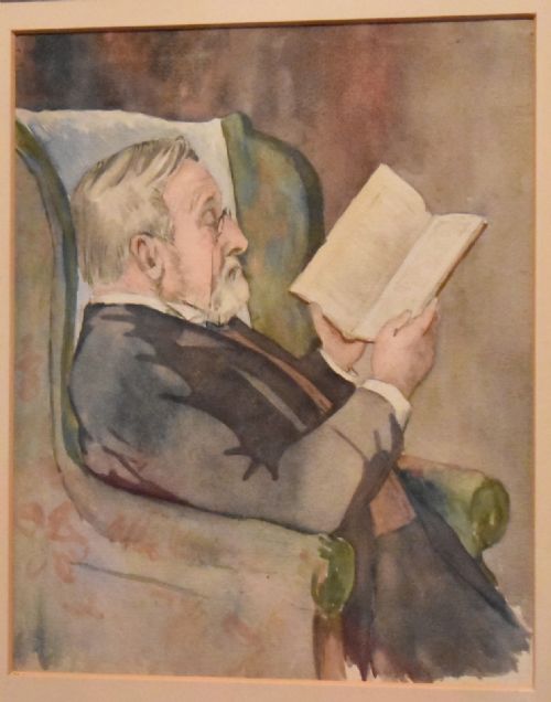 'GENTLEMAN READING' EDWARDIAN WATERCOLOUR - ADDITIONAL PHOTO 3
