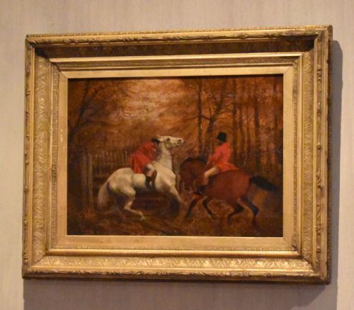victorian hunting scene oil painting - CATEGORY: ANTIQUE ART - DATED 1860