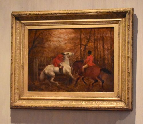 VICTORIAN HUNTING SCENE OIL PAINTING - ADDITIONAL PHOTO 1