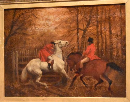 VICTORIAN HUNTING SCENE OIL PAINTING - ADDITIONAL PHOTO 3