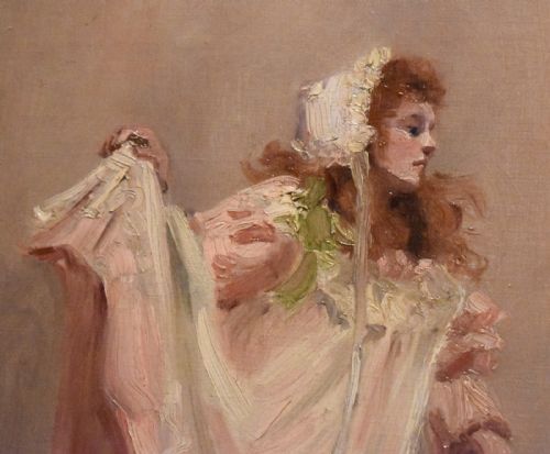 OIL PAINTING OF YOUNG LADY - ADDITIONAL PHOTO 5