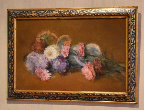 french still life oil painting of flowers - CATEGORY: ANTIQUE ART - DATED 1900