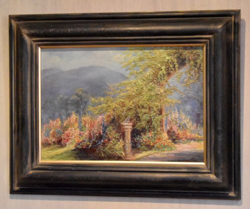 GARDEN SCENE OIL PAINTING BY V RAWLINS - ADDITIONAL PHOTO 1