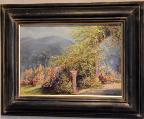 GARDEN SCENE OIL PAINTING BY V RAWLINS - ADDITIONAL PHOTO 2