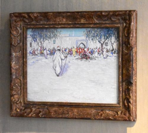 north african market scene oil painting - CATEGORY: ANTIQUE ART - DATED 1930