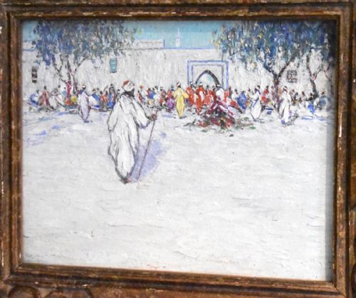 NORTH AFRICAN MARKET SCENE OIL PAINTING - ADDITIONAL PHOTO 1