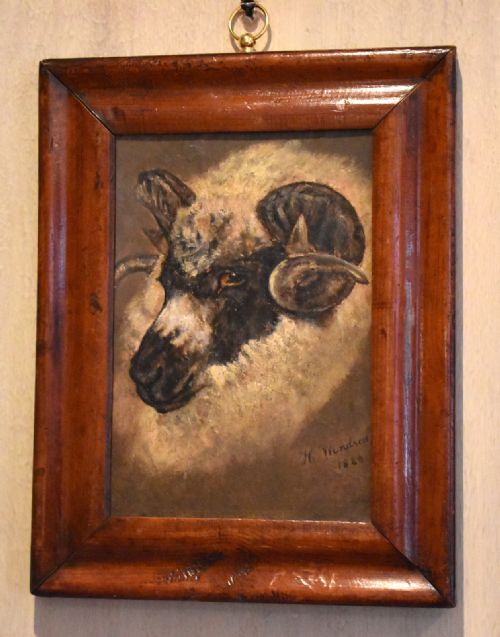 sheep portrait oil painting by hwindred - CATEGORY: ANTIQUE ART - DATED VICTORIAN