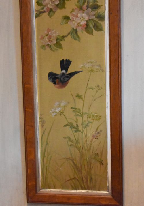PAIR OF OIL PAINTINGS OF FINCHES IN BLOSSOM - ADDITIONAL PHOTO 8
