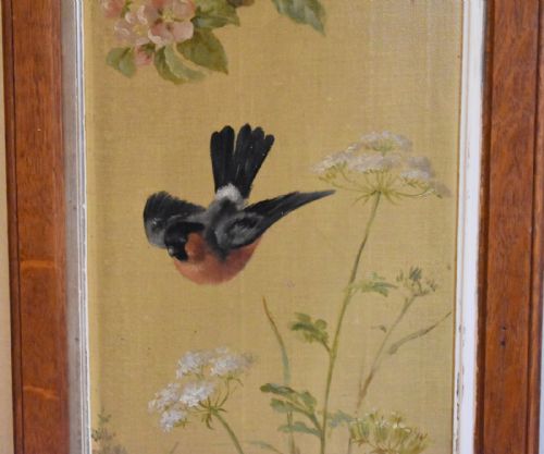 PAIR OF OIL PAINTINGS OF FINCHES IN BLOSSOM - ADDITIONAL PHOTO 9